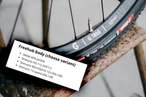 DTSwiss-Road-Wheels-1800-New-Horizons-Action-Gravel-Credits-Antoine-Willemart-012-1920px DT Swiss G 1800 wheel with screengrab of freehub body options.