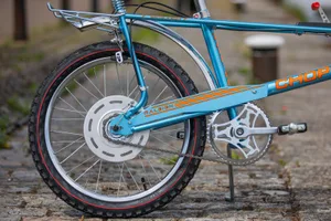 Raleigh-Chopper-Scott-Windsor-2024062792 Rear wheel of Raleigh Chopper.