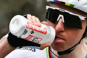 CYCLING-ITA-STRADE BIANCHE Tadej Pogačar drinking from bottle.