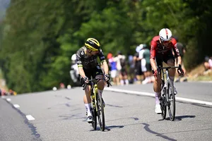 CYCLING TOUR DE FRANCE 2026 STAGE 6 Dutch Huub Artz of Lotto Intermarche and Belgian Victor Campenaerts of Team Visma-Lease a Bike pictured in action during stage 6 of the 2026 Tour de France cycling race, a stage of 186 km from Pau to Gavarnie-Gedre, on Thursday 09 July 2026. The 113th edition of the Tour de France starts on Saturday 4 July in Barcelona, Spain, and will finish in Paris, France on the 26th of July. BELGA PHOTO POOL TOMAS SISK (Photo by POOL TOMAS SISK / BELGA MAG / Belga / AFP via Getty Images)