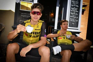 Wout van Aert drinks a coffee during a rest day at the 2019 Tour de France. David Stockman/AFP via Getty Images) Wout van Aert drinks a coffee during a rest day at the 2019 Tour de France. David Stockman/AFP via Getty Images)