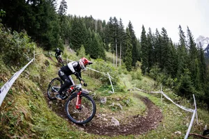 UCI MTB Enduro World Championships CANAZEI, ITALY - SEPTEMBER 14: 2024 EDR World Cup overall Champion Harriet Harnden of England rides Stage 5 'Ciasates' during training for the UCI MTB Enduro World Championships on September 14, 2024 in Canazei, Italy. (Photo by Richard Bord/Getty Images)