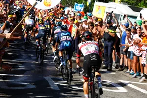 GettyImages-1408716992 Tour de France peloton cycling crowds at Tour de France.
