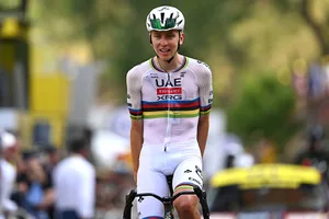 113th Tour de France 2026 – Stage 6 GAVARNIE-GEDRE, FRANCE - JULY 09: Tadej Pogacar of Slovenia and UAE Team Emirates - XRG celebrates at finish line as stage winner during the 113th Tour de France 2026, Stage 6 a 186.2km stage from Pau to Gavarnie-Gedre 1379m / #UCIWT / on July 09, 2026 in Gavarnie-Gedre, France. (Photo by Tim de Waele/Getty Images)