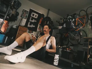 Wahoo KICKR Bike in garage Wahoo KICKR Bike in garage