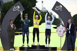 All leaders jerseys on podium at tour de france 2025 All leaders jerseys on podium at tour de france 2025
