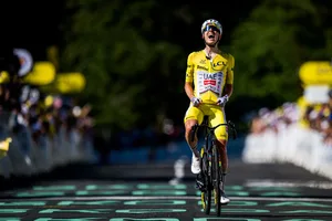Tadej Pogacar wearing the yellow jersey at the 2026 Tour de France Tadej Pogacar wearing the yellow jersey at the 2026 Tour de France