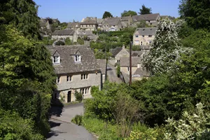 Bisley in the Cotswolds. England The pretty village of Bisley in the Cotswolds. England