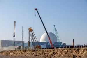 Preparatory construction work, Sizewell C nuclear power station, Sizewell, Suffolk, England, UK, Sizewell B dome in background March 2026 Preparatory construction work at Sizewell C nuclear power station, with the Sizewell B dome in background