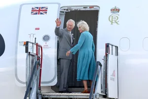 King Charles III And Queen Camilla Visit France – Day Three The King and Queen wave goodbye as they enter their aeroplane