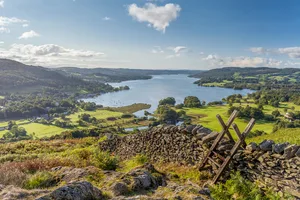 Lakeland View of Windermere from Loughrigg Fell. Windermere from Loughrigg Fell