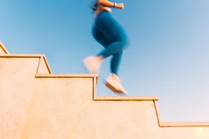 Ageing metabolism (3) Blurry legs running down the stairs