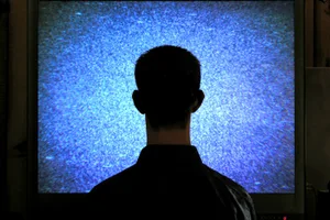 tv static 2 Person looking at TV static