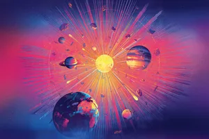 Solar System expanding. Illustration of the Solar System expanding.