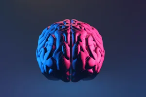 Cognitive decline (3) A brain in pink and blue light