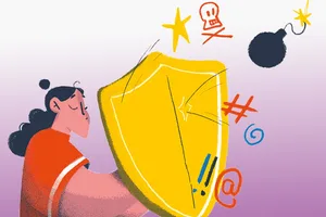 insult-response-3 Woman with shield.