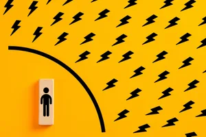 stress-toolkit-shield Coping with stress and pressure management concept with lightning bolts