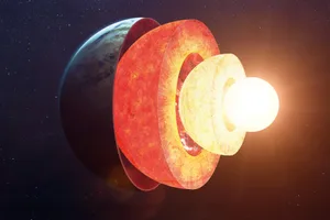 earth-core-secret Illustration depicting the layers of the Earth leading to its bright hot core
