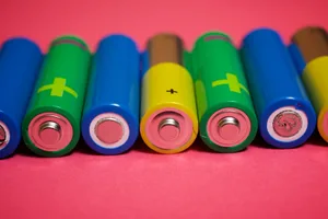 Batteries lithium A row of batteries