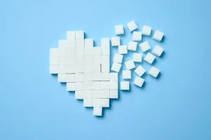 Sugar heart Purple Heart made of sugar cubes