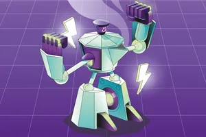Robot in the shape of a coffee pot. Robot in the shape of a coffee pot.