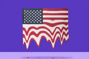el nino usa Melting US flag on a purple background