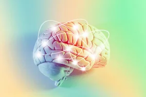 happy brain Brain in happy state illustration.