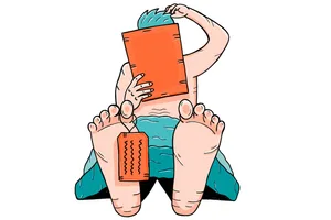 Dead-body A man with a deceased tag on his toe scratches his head in confusion