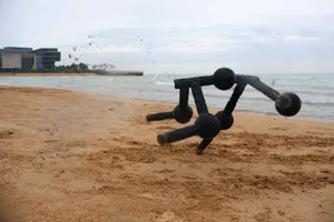 legged-metamachines Photo of a 'legged metamachine' robot running on a sandy beach