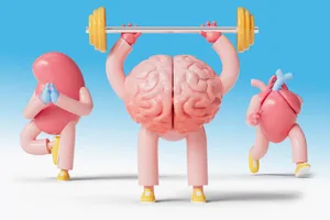 blood-pressure-exercise 3D CGI illustration of a kidney, brain and heart exercising.