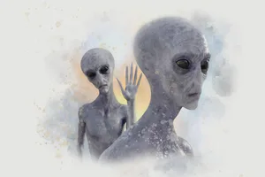 alien contact Illustration of aliens.