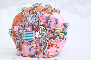 Off Limits Donut donut locked with a chain and padlock