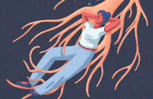 vagus nerve Illustration of woman sitting on vagus nerve