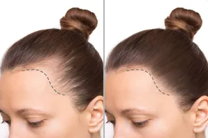 Before-and-after photos of a woman who has a hair transplant Before-and-after photos of a woman who has a hair transplant