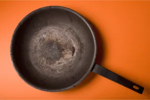 frying-pan A frying pan on a terracotta background.