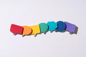 Daily habits Colourful speech bubbles on a light grey background