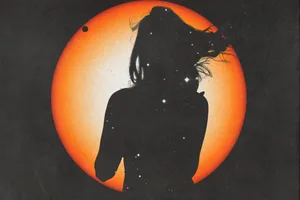 Woman’s silouhette in front of sun Woman's silouhette in front of sun