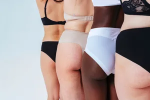 Women wearing underwear standing in a line Women wearing underwear standing in a line
