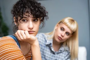 Toxic friendship Two women looking sad, suggesting they have had an argument