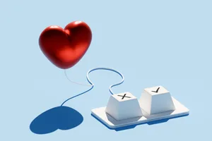 This is why you should date someone you have nothing in common with A heart is plugged into a keyboard with two keys. One key is marked with an "X" and the other with a check mark
