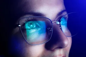 Close up of a woman wearing glasses Close up of a woman wearing glasses