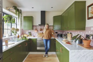 ‘Previously the units were white shiny vinyl, but I really wanted to change them, so I did! I used paint from Lick and it went on really well. I love the end result and most importantly, I enjoy cooking in here now; it’s much more of an inspiring place to get creative with food’ ‘Previously the units were white shiny vinyl, but I really wanted to change them, so I did! I used paint from Lick and it went on really well. I love the end result and most importantly, I enjoy cooking in here now; it’s much more of an inspiring place to get creative with food’