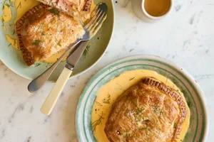 Super-easy salmon en croûte with a quick lemon sauce