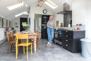 Kitchen makeover – Lily Coles’ Reading Victorian Terrace Kitchen makeover - Black modern kitchen with skylights
