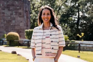 Michelle Ogundehin outside Michelle Ogundehin during filming for season 7 of Interior Design Masters