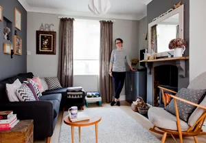 By teaming her monochrome scheme with crafty projects, high street buys and vintage finds, Christine has created an eclectic and inviting living room Christine's eclectic and inviting living room
