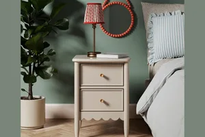 dunelm-blackfriday Bedside table with lamp on it