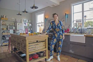 Previously compact and enclosed, Megan knocked through the dining room wall and added a rear extension to create a large, open-plan kitchen-diner that has since become the heart of her home. ‘The kitchen island is on wheels, which makes it especially handy for when we’re entertaining, which I like to do frequently,’ says Megan Previously compact and enclosed, Megan knocked through the dining room wall and added a rear extension to create a large, open-plan kitchen-diner that has since become the heart of her home. ‘The kitchen island is on wheels, which makes it especially handy for when we’re entertaining, which I like to do frequently,’ says Megan
