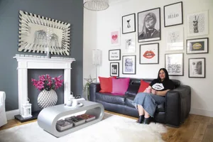 ‘We managed to get the black Natuzzi sofa half price as it was a display piece,’ Lesley recalls. ‘The coffee table was an eBay buy.’ ‘We managed to get the black Natuzzi sofa half price as it was a