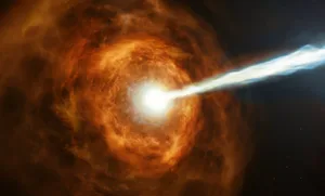 An artist’s impression of a gamma ray burst. Credit: ESA/Hubble, M. Kornmesser An artist's impression of a gamma ray burst. Credit: ESA/Hubble, M. Kornmesser